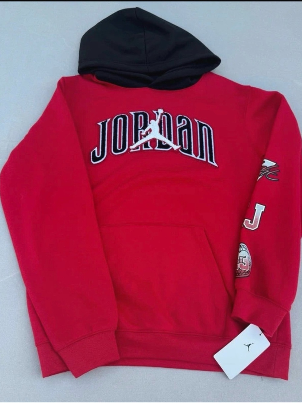 Nike Jordan Boys XL 13-15 Red Black Pullover Hoodie Jumpman Logo NWT